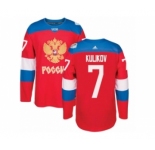 Men's Adidas Team Russia #7 Dmitri Kulikov Authentic Red Away 2016 World Cup of Hockey Jersey