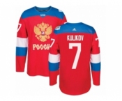 Men's Adidas Team Russia #7 Dmitri Kulikov Authentic Red Away 2016 World Cup of Hockey Jersey
