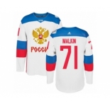 Men's Adidas Team Russia #71 Evgeni Malkin Premier White Home 2016 World Cup of Hockey Jersey