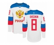 Men's Adidas Team Russia #8 Alexander Ovechkin Authentic White Home 2016 World Cup of Hockey Jersey