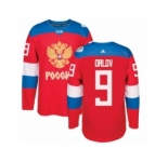 Men's Adidas Team Russia #9 Dmitry Orlov Authentic Red Away 2016 World Cup of Hockey Jersey