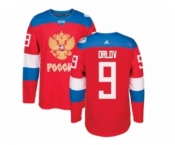 Men's Adidas Team Russia #9 Dmitry Orlov Authentic Red Away 2016 World Cup of Hockey Jersey