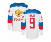 Men's Adidas Team Russia #9 Dmitry Orlov Authentic White Home 2016 World Cup of Hockey Jersey