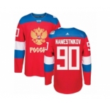 Men's Adidas Team Russia #90 Vladislav Namestnikov Authentic Red Away 2016 World Cup of Hockey Jersey