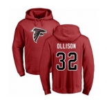 Football Atlanta Falcons #32 Qadree Ollison Red Name & Number Logo Pullover Hoodie