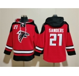 Men's Atlanta Falcons #21 Deion Sanders Red Ageless Must-Have Lace-Up Pullover Hoodie