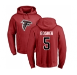 NFL Nike Atlanta Falcons #5 Matt Bosher Red Name & Number Logo Pullover Hoodie