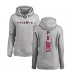 Football Women's Atlanta Falcons #11 Julio Jones Ash Backer Pullover Hoodie