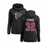 Football Women's Atlanta Falcons #32 Johnathan Cyprien Black Name & Number Logo Pullover Hoodie