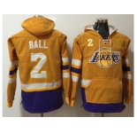 Los Angeles Lakers #2 Lonzo Ball Gold Name & Number Pullover NBA Hoodie