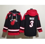 Men's Miami Heat #3 Dwyane Wade Black Ageless Must-Have Lace-Up Pullover Hoodie
