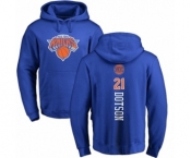 NBA Nike New York Knicks #21 Damyean Dotson Royal Blue Backer Pullover Hoodie