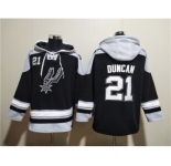 Men's San Antonio Spurs #21 Tim Duncan Black Ageless Must-Have Lace-Up Pullover Hoodie
