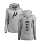 NBA Women's Nike San Antonio Spurs #20 Manu Ginobili Ash Backer Pullover Hoodie