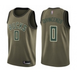 Youth Milwaukee Bucks #0 Donte DiVincenzo Swingman Green Salute to Service Basketball Jersey