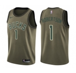 Youth Nike Milwaukee Bucks #1 Oscar Robertson Swingman Green Salute to Service NBA Jersey