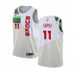 Youth Nike Milwaukee Bucks #11 Brook Lopez White Swingman Jersey - Earned Edition