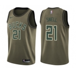 Youth Nike Milwaukee Bucks #21 Tony Snell Swingman Green Salute to Service NBA Jersey
