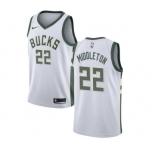 Youth Nike Milwaukee Bucks #22 Khris Middleton Swingman White Home NBA Jersey - Association Edition