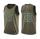 Youth Nike Milwaukee Bucks #33 Kareem Abdul-Jabbar Swingman Green Salute to Service NBA Jersey