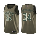 Youth Nike Milwaukee Bucks #34 Giannis Antetokounmpo Swingman Green Salute to Service NBA Jersey