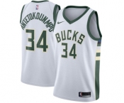 Youth Nike Milwaukee Bucks #34 Giannis Antetokounmpo Swingman White Home NBA Jersey - Association Edition
