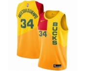 Youth Nike Milwaukee Bucks #34 Giannis Antetokounmpo Swingman Yellow NBA Jersey - City Edition
