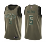 Youth Nike Milwaukee Bucks #5 D. J. Wilson Swingman Green Salute to Service NBA Jersey