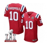 Men's Nike New England Patriots #10 Jimmy Garoppolo Elite Red Alternate Super Bowl LI 51 NFL Jersey