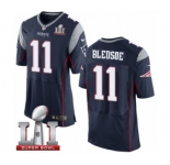 Men's Nike New England Patriots #11 Drew Bledsoe Elite Navy Blue Team Color Super Bowl LI 51 NFL Jersey