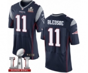 Men's Nike New England Patriots #11 Drew Bledsoe Elite Navy Blue Team Color Super Bowl LI 51 NFL Jersey
