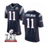 Men's Nike New England Patriots #11 Julian Edelman Elite Navy Blue Team Color Super Bowl LI 51 NFL Jersey
