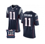 Men's Nike New England Patriots #11 Julian Edelman Elite Navy Blue Team Color Super Bowl LI Champions NFL Jersey