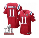 Men's Nike New England Patriots #11 Julian Edelman Elite Red Alternate Super Bowl LI 51 NFL Jersey