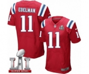 Men's Nike New England Patriots #11 Julian Edelman Elite Red Alternate Super Bowl LI 51 NFL Jersey