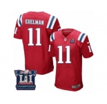 Men's Nike New England Patriots #11 Julian Edelman Elite Red Alternate Super Bowl LI Champions NFL Jersey