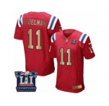 Men's Nike New England Patriots #11 Julian Edelman Elite Red Gold Alternate Super Bowl LI Champions NFL Jersey