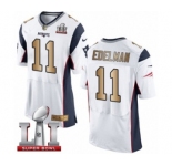 Men's Nike New England Patriots #11 Julian Edelman Elite White-Gold Super Bowl LI 51 NFL Jersey