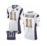 Men's Nike New England Patriots #11 Julian Edelman Elite White Gold Super Bowl LI Champions NFL Jersey