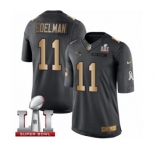 Men's Nike New England Patriots #11 Julian Edelman Limited Black-Gold Salute to Service Super Bowl LI 51 NFL Jersey