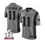 Men's Nike New England Patriots #11 Julian Edelman Limited Gray Gridiron Super Bowl LI 51 NFL Jersey
