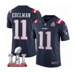 Men's Nike New England Patriots #11 Julian Edelman Limited Navy Blue Rush Super Bowl LI 51 NFL Jersey