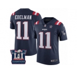 Men's Nike New England Patriots #11 Julian Edelman Limited Navy Blue Rush Super Bowl LI Champions NFL Jersey