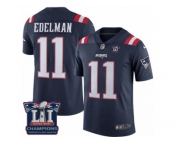 Men's Nike New England Patriots #11 Julian Edelman Limited Navy Blue Rush Super Bowl LI Champions NFL Jersey