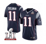 Men's Nike New England Patriots #11 Julian Edelman Limited Navy Blue Team Color Super Bowl LI 51 NFL Jersey