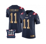 Men's Nike New England Patriots #11 Julian Edelman Limited Navy Gold Rush Super Bowl LI Champions NFL Jersey