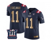 Men's Nike New England Patriots #11 Julian Edelman Limited Navy Gold Rush Super Bowl LI Champions NFL Jersey