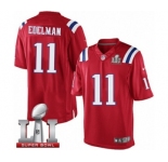 Men's Nike New England Patriots #11 Julian Edelman Limited Red Alternate Super Bowl LI 51 NFL Jersey