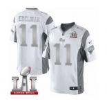 Men's Nike New England Patriots #11 Julian Edelman Limited White Platinum Super Bowl LI 51 NFL Jersey