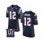 Men's Nike New England Patriots #12 Tom Brady Elite Navy Blue Team Color Super Bowl LI Champions NFL Jersey
